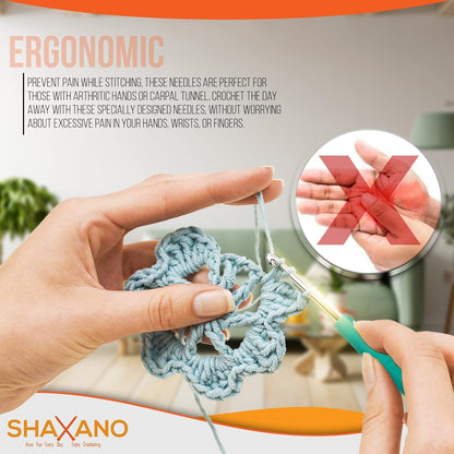 SHAXANO Crochet Hooks Kit with Case, 95-Piece, Ergonomic Crochet Needles Weave Yarn Kits DIY Hand Knitting Art Tools for Beginners and Experienced Crochet Lovers