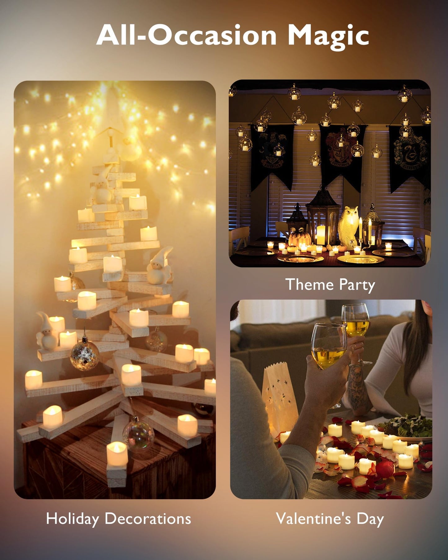 Homemory 24pcs Remote Timer LED Tea Lights Candles, 400+Hours Flickering Flameless Battery Operated Votive Candles for Tabletop Lighting, Centerpieces Decor, Holiday Decor