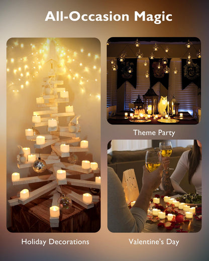 Homemory Timer Tea Lights Candles Battery Operated, 6H Timer Built-in, Auto On Daily, Flameless LED Tealight Votives for Table Centerpieces, Lantern, Holiday Decor, Warm Lamp, No Remote, 12-Pack