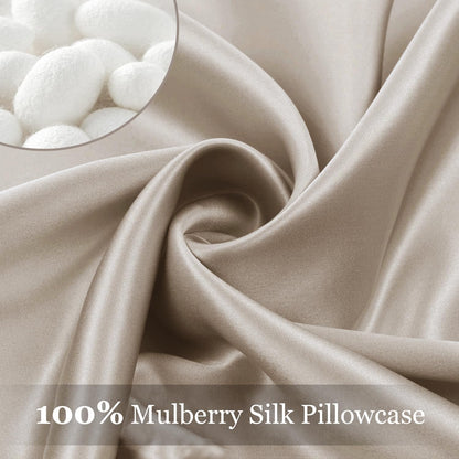 Adubor Mulberry Silk Pillowcase - 23 Momme 6A Grade Fibers | 900 Thread Count | Queen 20''x30'', Beige, 1PC