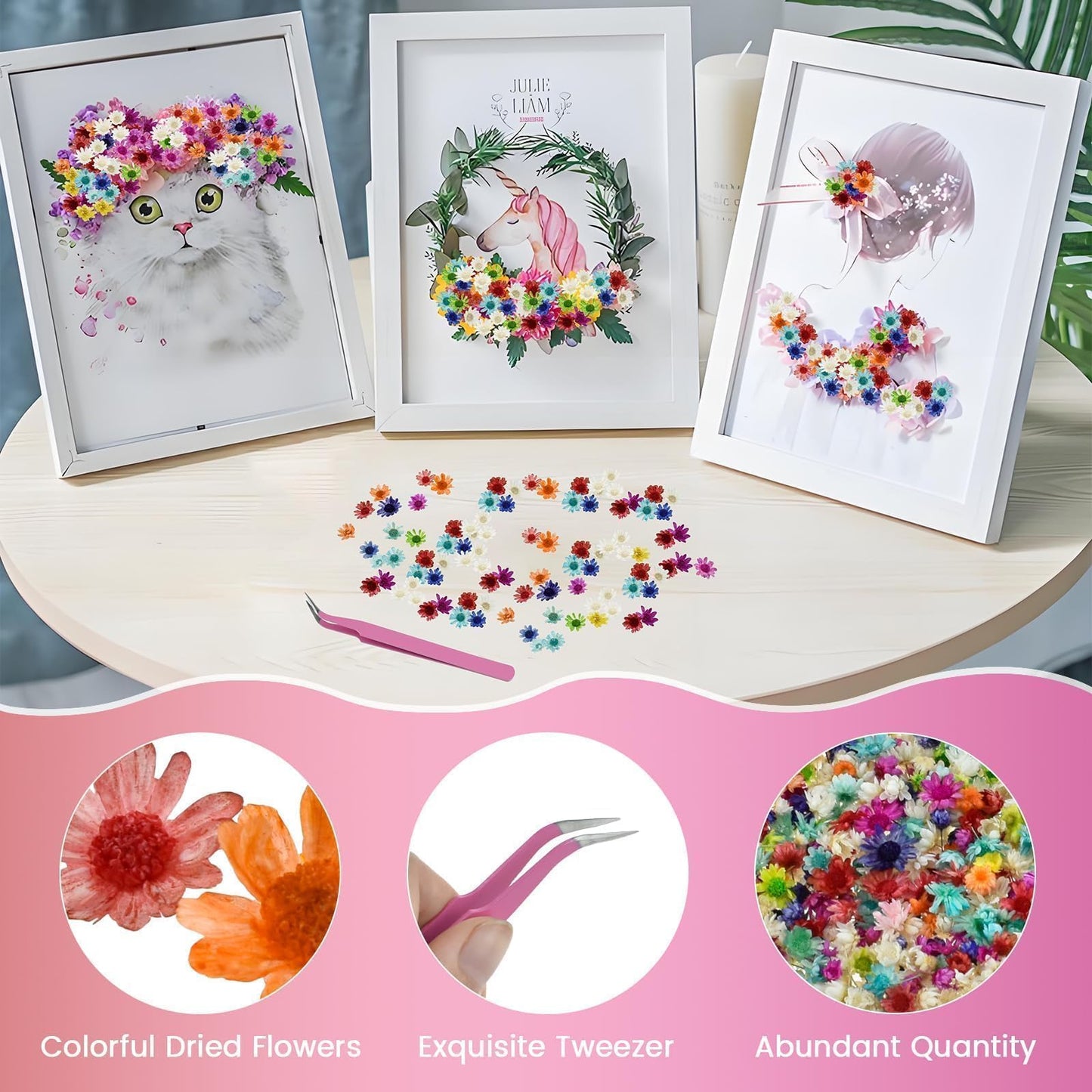 MARRTEUM 800 PCS Mini Dried Flowers for Resin - Include Tweezers, Small Tiny Natural Real Dried Pressed Flowers Art Bulk for Crafts Resin Nails, DIY Epoxy Earrings Jewelry Crafts, Soap Candles Making