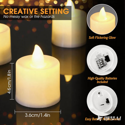 Coume 72 Pack Flameless Tea Light Candle Wedding Flameless Flickering LED Battery Operated Candle for Sweetest Day Anniversary Romantic Night Honeymoon Table Decor(Warmer)