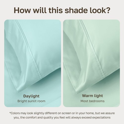 California Design Den Queen Size Bed Sheets Set - 100% Cotton, 400 Thread Count, Smooth Sateen Finish, Deep Pockets - Seafoam