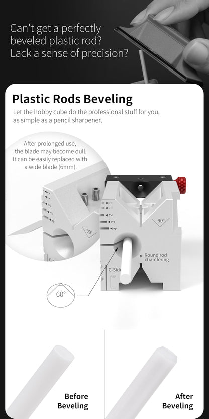 DSPIAE All-in-One Hobby Processing Platform with Glass File, Precision Model Cutting Cube with Drilling Guide and Angle Cutting for Edge Finishing