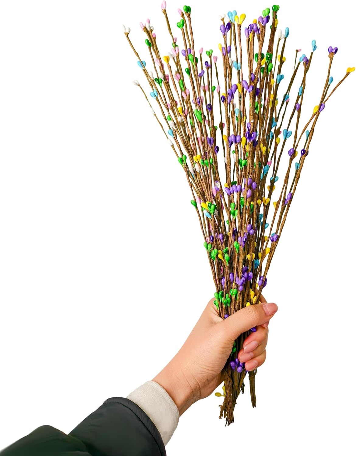 60 Pcs Easter Garland Parts Artificial Floral Picks Berry Stems Spring Pip Berry Sprays Pastel Picks Stems for Easter