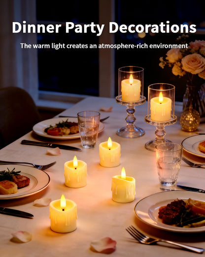 CAQUIRU Rechargeable Flameless Candles with Remote Timer, 1.5"x2" LED Tea Lights Candles Battery Operated, Electric Fake Flickering Votive Candles for Home Table Aniversary Wedding Decor (12 Pack)