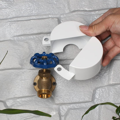 TEMEILI Metal Outdoor Faucet Lock Prevents Water Theft, Fits Garden Spigot & Hose Bib (White with Key)