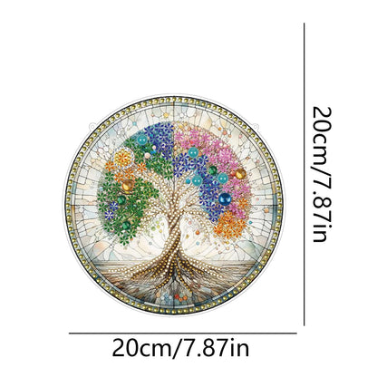 STGLCR DIY 5D Tree of Life Diamond Painting Kits Hanging Sign Wall Art Sign Tree Diamond Art Suncatcher Window Hanging Ornament Window Pendants Home Garden Wall Door 7.8inch