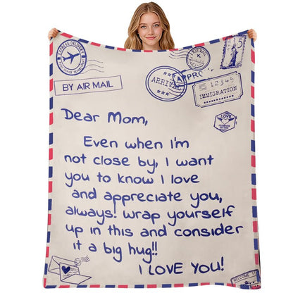 60 x 50 Inches Flannel Blanket for Mom Ultra-Soft Cozy Throw with Heartfelt Message Mother’s Day Birthday from Daughter or Son, Warm Decorative Sofa Blanket