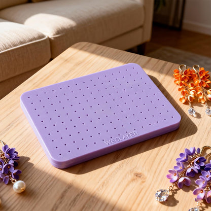 WECLAYER Polymer Clay Mat with 165 Holes,8" x 6" Heat-resistant Silicone Baking Pad,Jewelry Making Tool for Standing Earring Posts and UV Resin Craft,Non-Stick Oven Safe Work Station for Art Clay