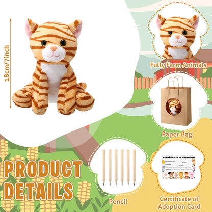 Blueweenly 48 Pcs Adopt a Farm Animal Party Favor Kit for Kids, 12 Plush Farm Animal with Adoption Certificates, Gift Bags & Pens, Birthday Party Favor, Classroom Reward, Church VBS Sunday School