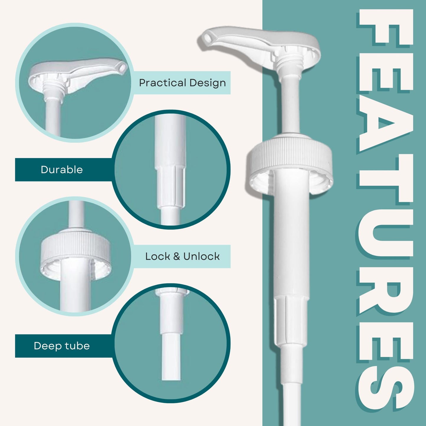 Gallon Pump Dispenser - for Plastic or Glass Bottles – Heavy-Duty Leak Proof for Commercial and Household Use - Plastic Pump for Gallon Jug – Non-BPA Plastic (Pack of 2)