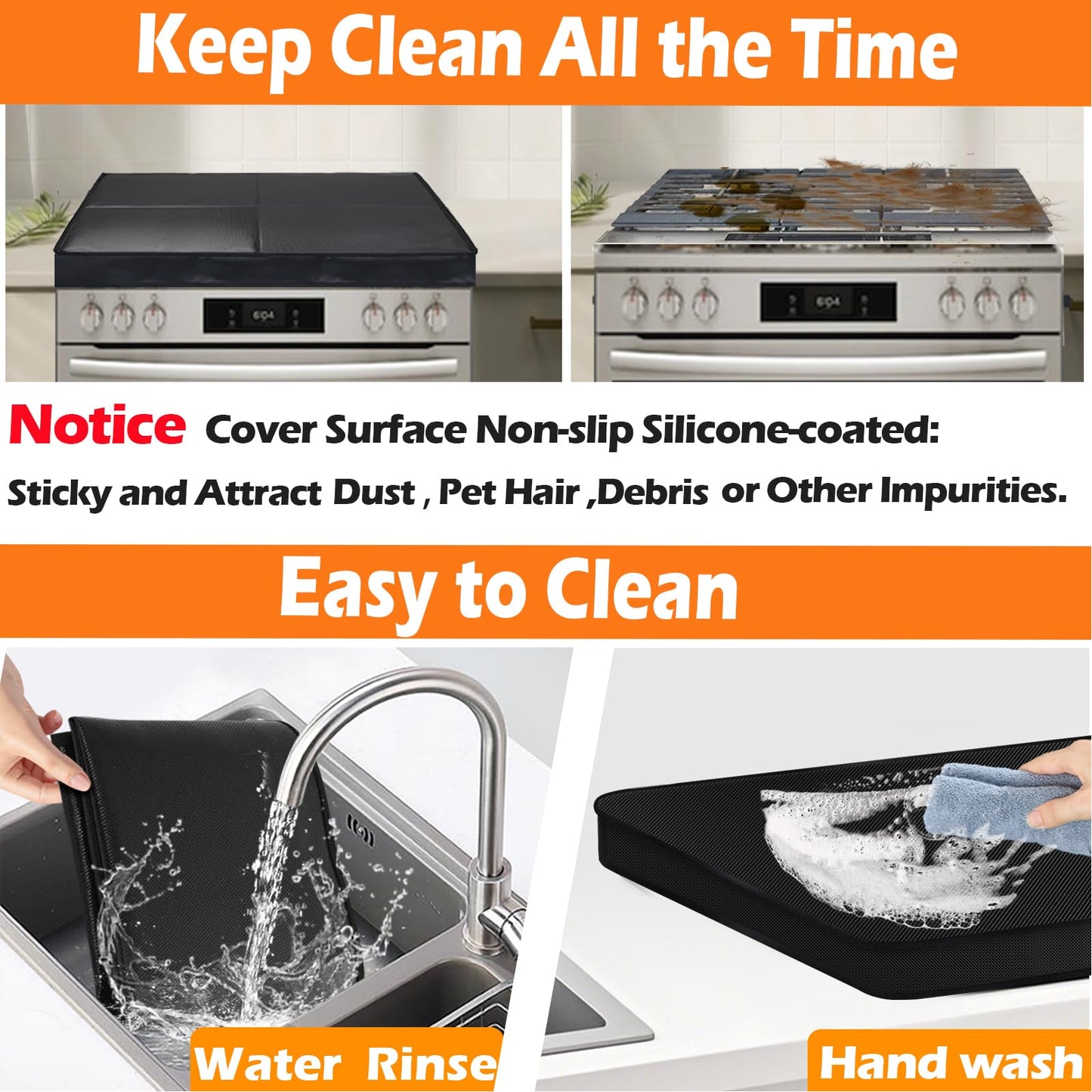 TWAKAP Gas Stove Covers For Gas Stove Top Keep clean, Gas Stove Top Sapce Extend, Upgrade 3-layer Cover with built-in hard board,30" x 21" Waterproof Foldable Gas Stove Top Covers