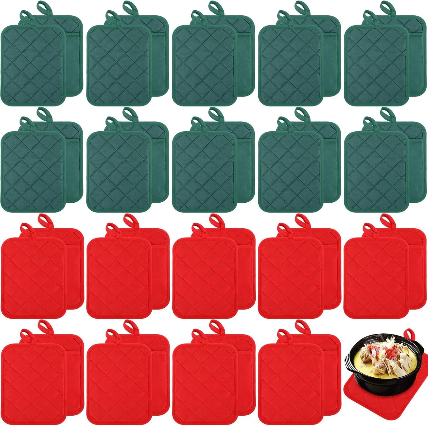 20 7x9'' Hoolerry Pieces Pot Holders with Pocket Sublimation Cotton Oven Pot Holders Bulk with Hanging Loops Pads