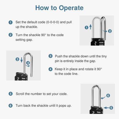Puroma 2 Pack 2.6 Inch Long Shackle Combination Lock 4 Digit Outdoor Waterproof Padlock for School Gym Locker, Sports Locker, Fence, Gate, Toolbox, Case, Hasp Storage (Black)