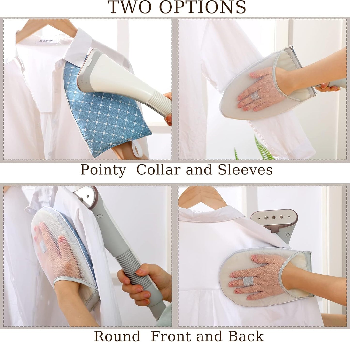 2 Pieces Waterproof Ironing Gloves for Garment Steamer, Heat Resistant Mitt with Finger Loop (Blue, Plaid)
