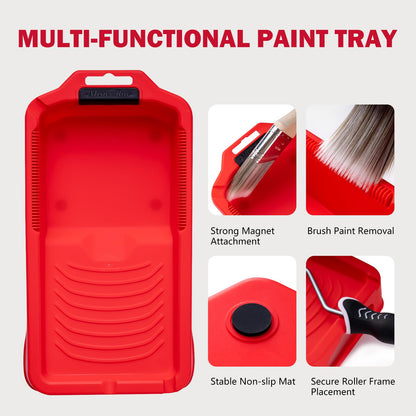 Mister Rui Mini Paint Roller Kit-13 Piece, 4-Inch Microfiber Paint Rollers with Ergonomic Handle, Small Roller Paint Brush, Paint Tray with 3 Liners, Perfect for House Painting, Trim, and Touch-Ups