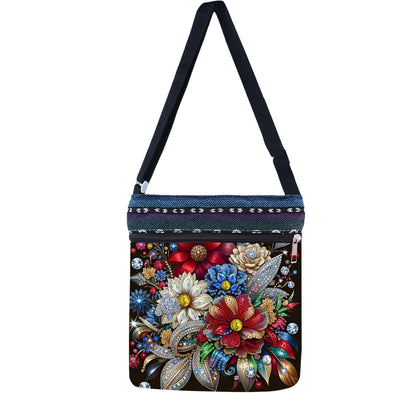 5D DIY Diamond Art Painting Crossbody Bag for Women, Shoulder Bag with Zipper Adjustable Shoulder Strap for Shopping-#10-Flower