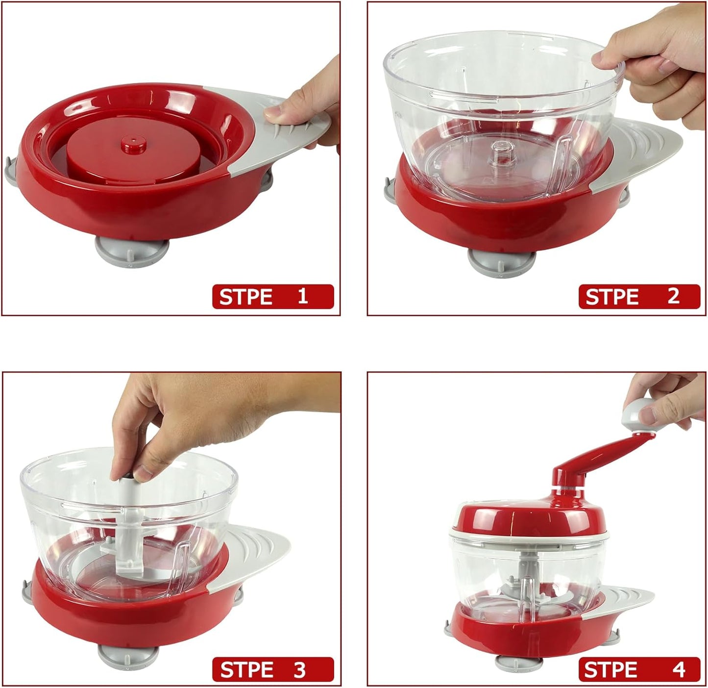 Manual Food Processor, Hand Powered Crank Chopper, Vegetable, Meat, Fruits, Onions Blender Mixer