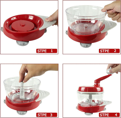 Manual Food Processor, Hand Powered Crank Chopper, Vegetable, Meat, Fruits, Onions Blender Mixer