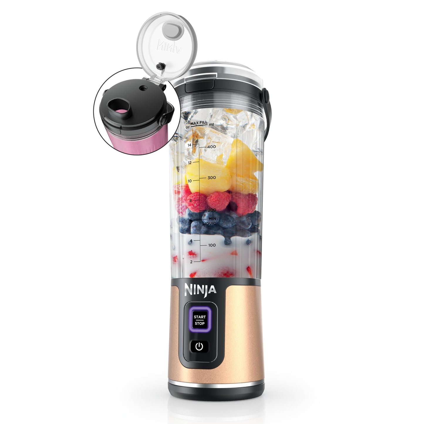 Ninja BC151BK Blast Portable Blender, Cordless, 18oz. Vessel, Personal Blender-for Shakes & Smoothies, BPA Free, Leakproof-Lid & Sip Spout, USB-C Rechargeable, Dishwasher Safe Parts, Black