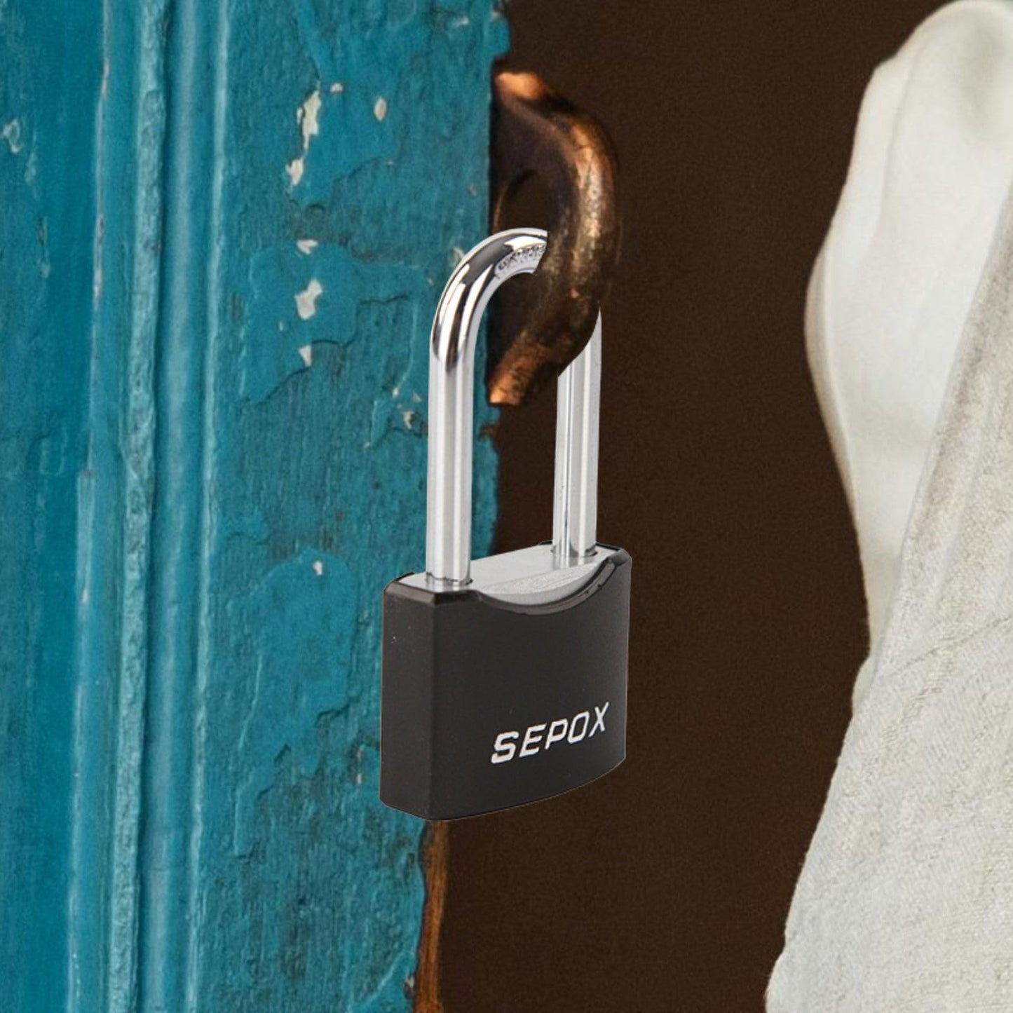 SEPOX® Twins 1-9/16" All-Weather Outdoor Padlocks Keyed Alike, Long Shackle, Solid Steel Lock, Heavy-Duty with Black Cover, Design for Gate Fence Cabinet Toolbox School Gym Locker with 2pcs Same Key