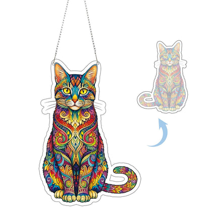 Mzoyell 5D Hanging Art Painting Kits for Adults, Cat Special Shape Diamond Art Kits, Crystal Rhinestones Diamond Art Painting, Home Wall Decoration