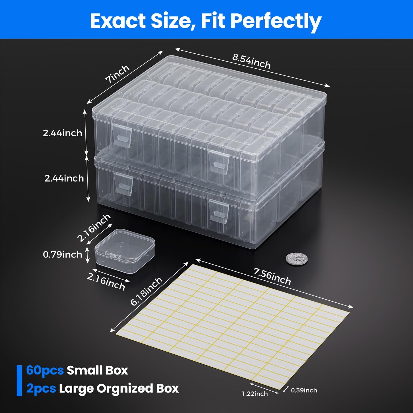 62PCS Small Bead Organizer, Bead Storage Containers, Transparent Box for Bead Organizers and Storage, Ideal for Jewelry, Beads, Screws, Seeds and Small Parts, Easy to Use and Quick to Find
