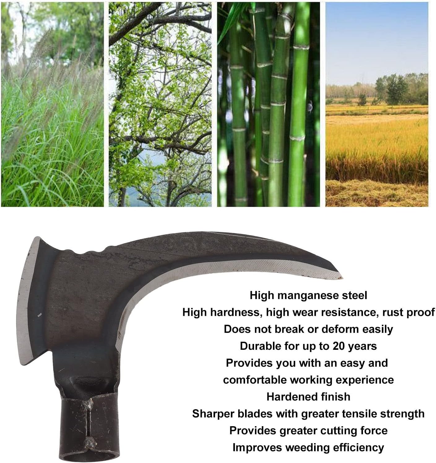 Zunate Double Scythe - High Manganese Steel Double Sickle - Ideal Gardening Tool for Outdoor Grass Cutting, Vine