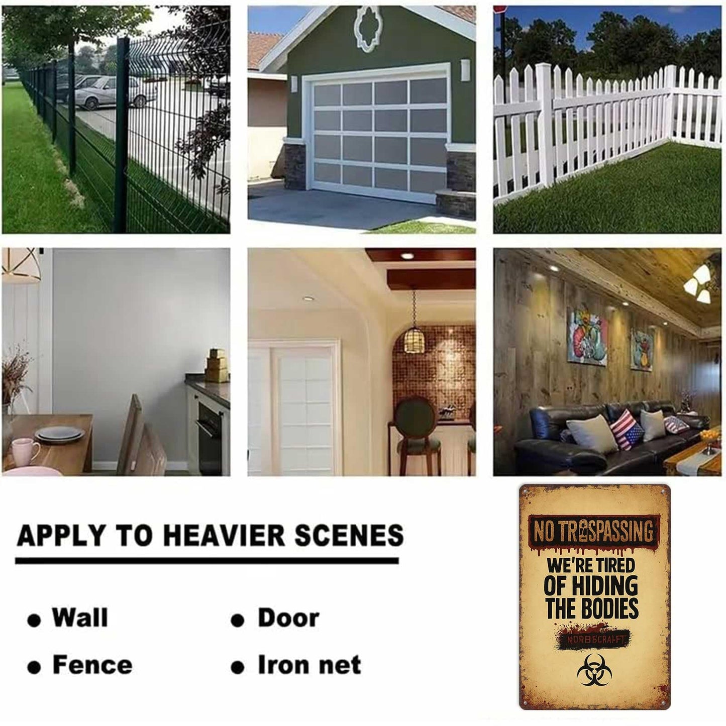 Outdoor Halloween Decor No Trespassing Sign-8x12inch Funny Metal Tin Sign We'Re Tired Of Hiding The Bodies
