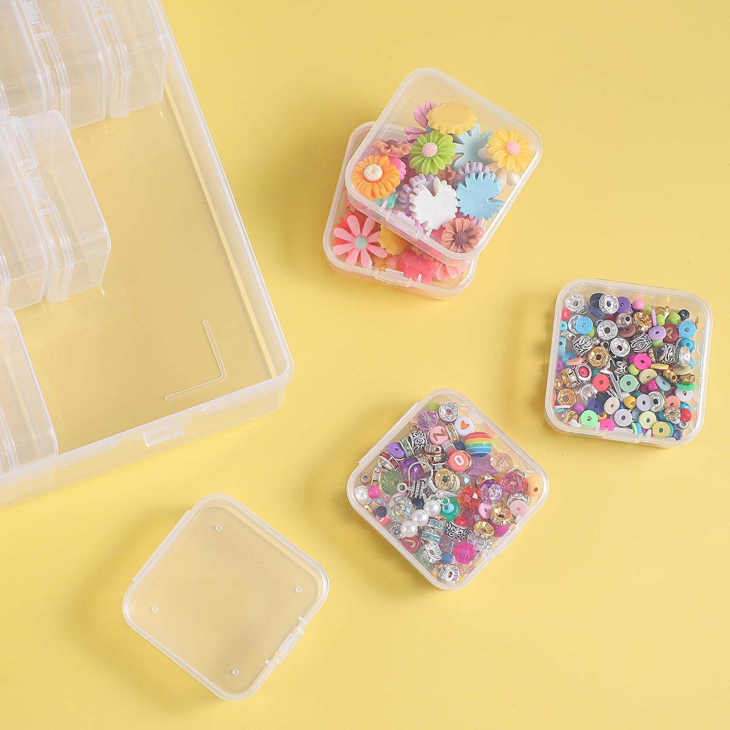 Bead Organizers with 30 Pcs Small Plastic Storage Cases Mini Clear Bead Storage Containers Transparent Boxes with Hinged Lid and Rectangle Clear Craft Supply Case