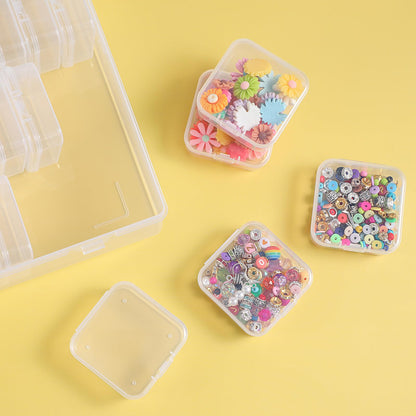Bead Organizers with 30 Pcs Small Plastic Storage Cases Mini Clear Bead Storage Containers Transparent Boxes with Hinged Lid and Rectangle Clear Craft Supply Case