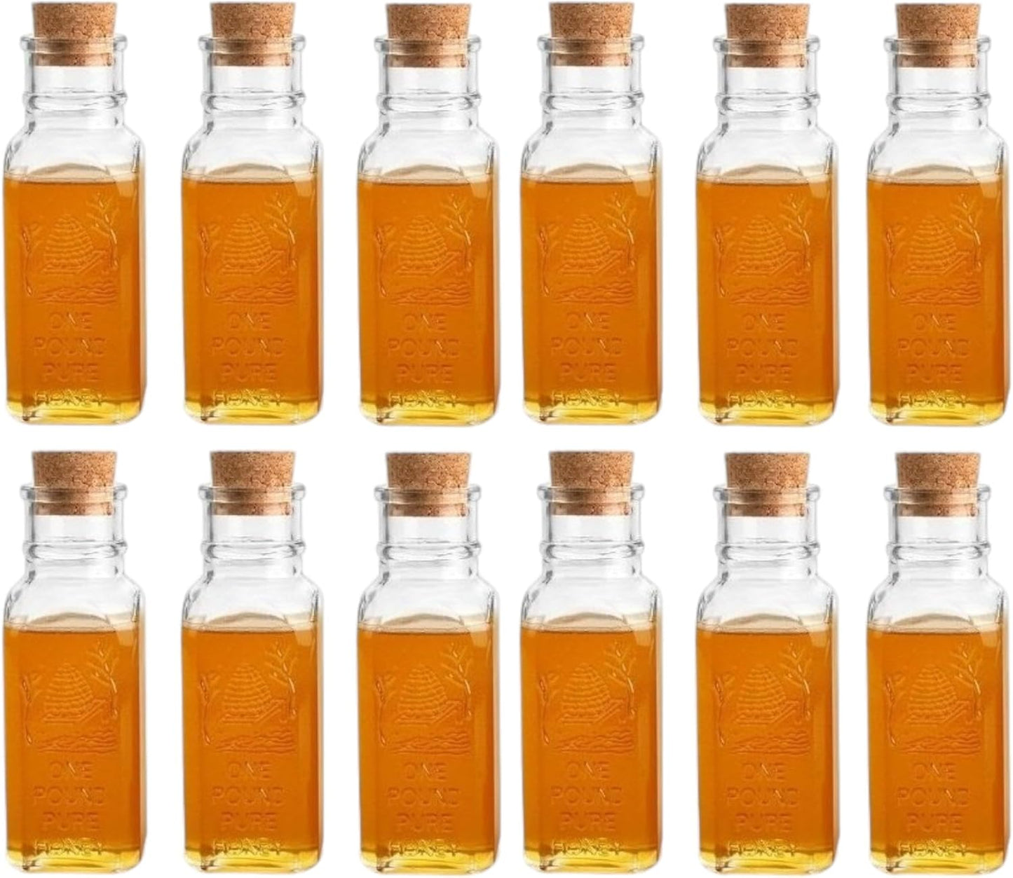 12 16 oz 1 lb 1800's Nakpunar pcs Muth Bottle Jar - Empty Honey Bottles with Cork Bottle Stopper - Reproduction Honey