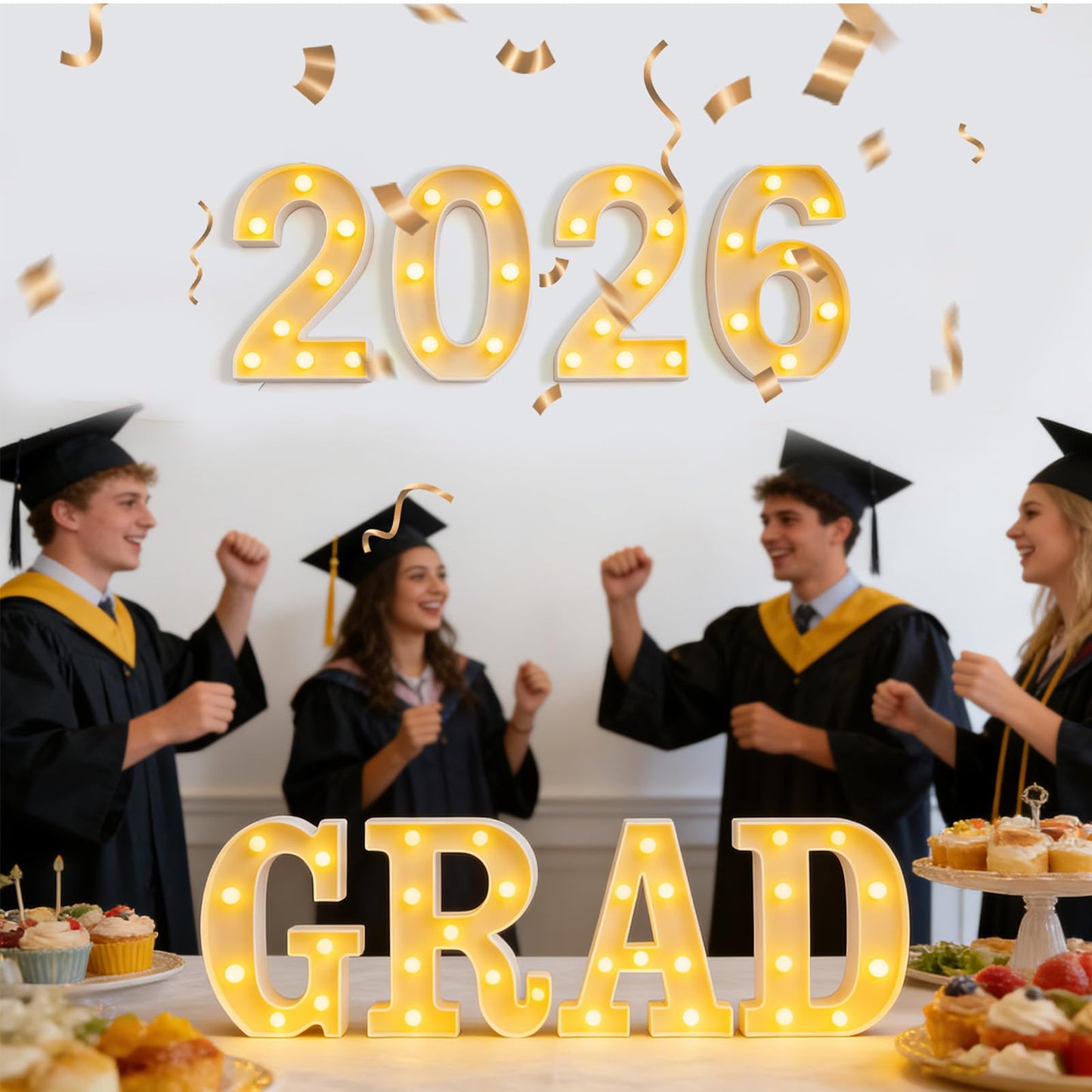 Luvsweets Graduation Decorations 2026 Sign - 9 Led Marquee Letters 'Grad 2026' Grad Light Up Numbers for Kindergarten High School College, Graduation Party Wall Table Centerpieces Decor Supplies