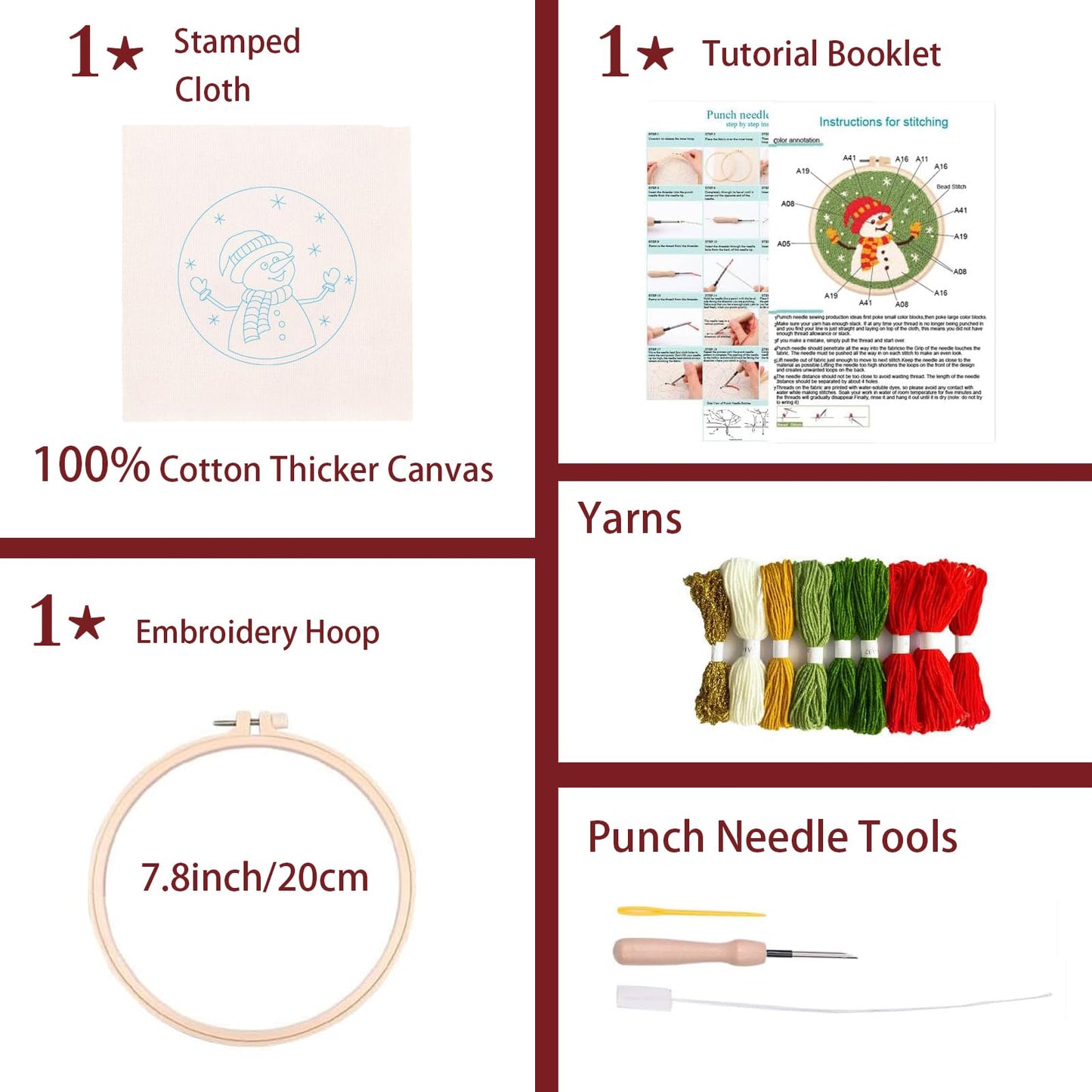 artcici Punch Needle Kit for Beginners with Floral Themed Tulips Leaves Pattern Tool and Yarn, Easy Embroidery Rug Hooking Set (Pink)