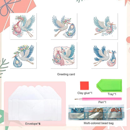 DDGYP 6 Packs Diamond Art Painting Greeting Cards, 5D DIY Diamond Art Cards with Envelopes, Adult DIY Diamond Art Kits, Handmade Greeting Card Set for New Family Celebrations & Gift Giving
