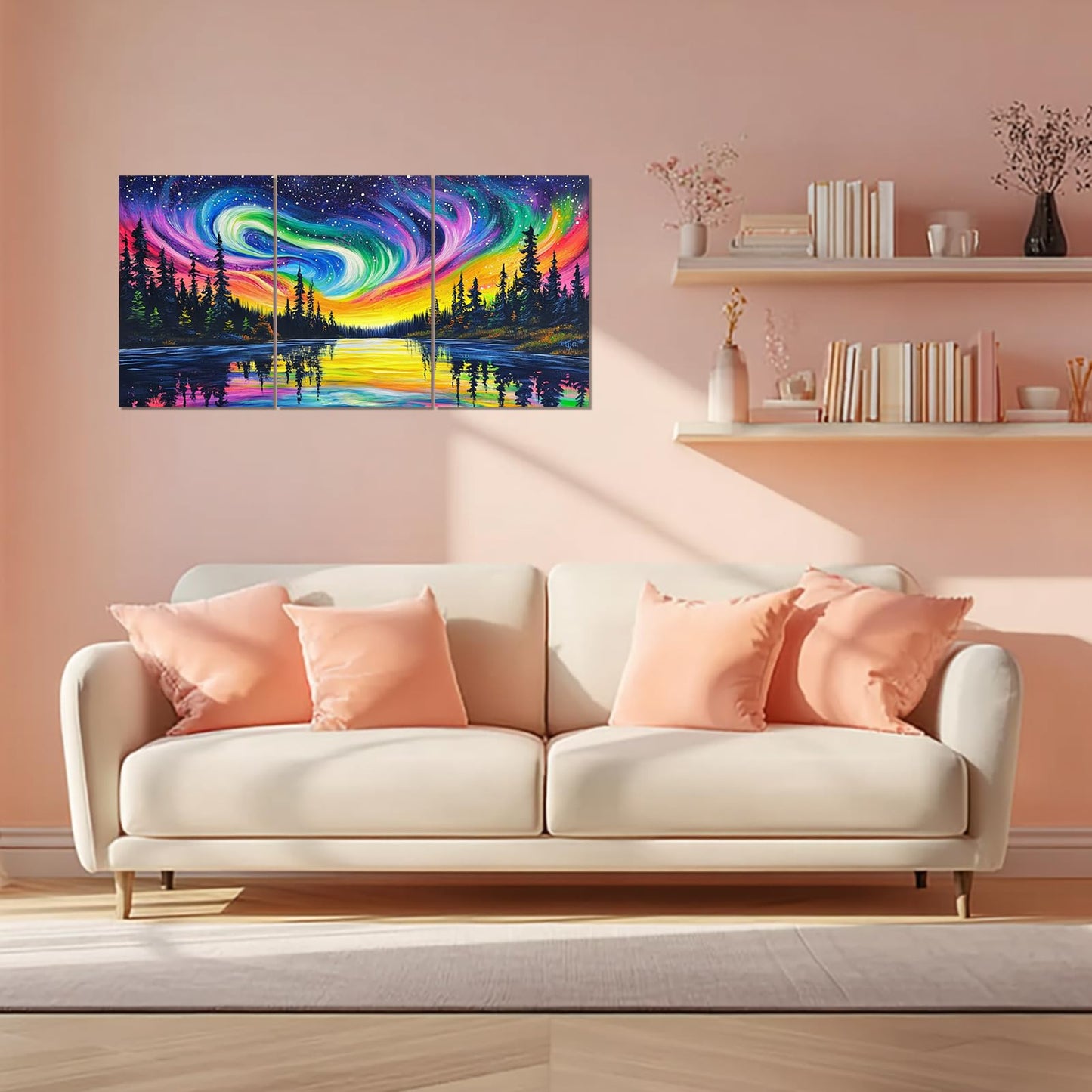 3 Piece Framed Paint by Numbers Kit for Adults Beginner Starry Night Easy Adult Paint by Number Kits on Canvas Landscape DIY Painting Kits for Adults with Frame Wall Art Decor for Living Room 8x12 In