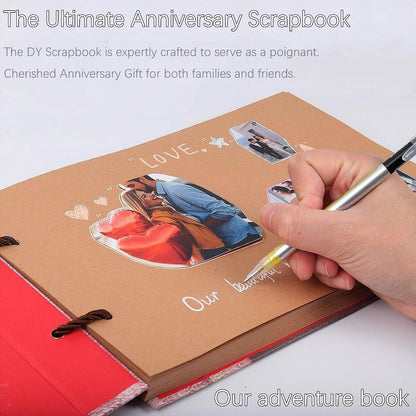 Adventure Book Scrapbook DIY Handmade Retro Style Travel Souvenir, 11.92 x 7.62" Embossed Lettering Scrapbook Inspired by 'Up', Memory Book For Anniversary Wedding,Travelling
