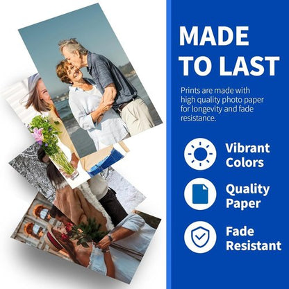 Custom Photo Prints - Water Resistant, Glossy Finish | 10 Pcs, 4” x 6” - Unframed Photo Printing