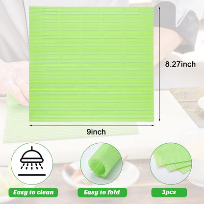 Hoolerry 3 Pieces Kitchen Sushi Rolling Mat Non Stick Japanese Plastic Sushi Plates Making Kit Rolling Maker Homemade for Kitchen Home Cooking DIY(Green)