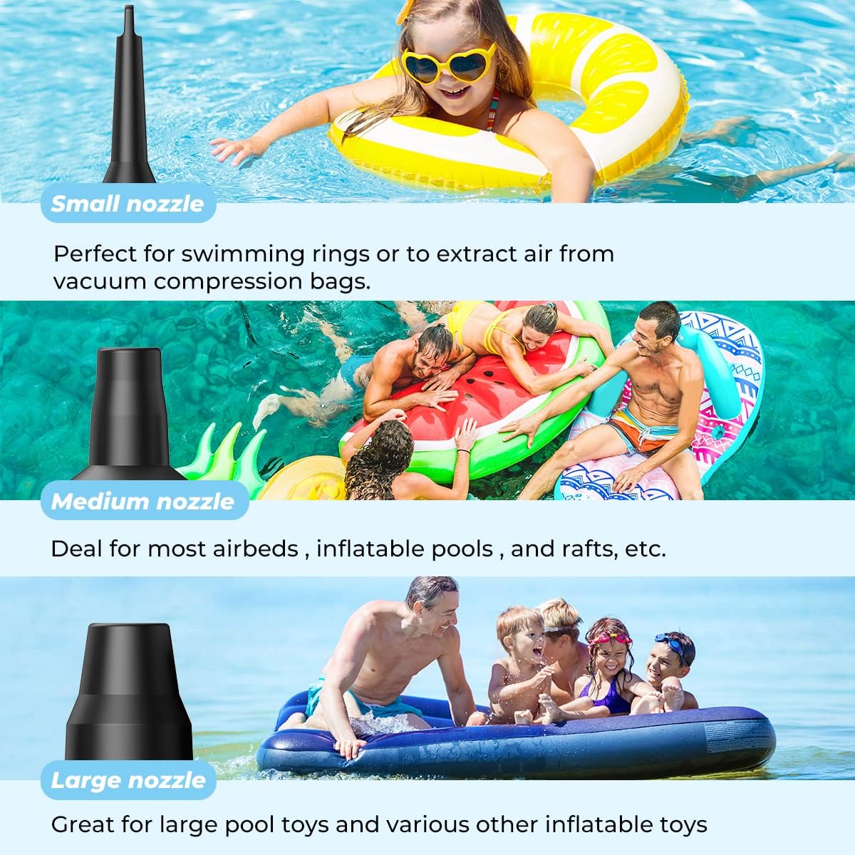 Dr.meter Portable Electric Air Mattress Pump - Rechargeable 4000mAh Battery Quick-Fill Inflator for Camping