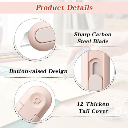 Ckhoid 60 Pcs Mini Box Cutter Bulk, Retractable Box Opener, Easy Slide Cute Utility Knife for Opening Daily Express Boxes, Wrapping, Envelopes, Packages, Paper Tape, DIY Craft, Office Home (Mixed)