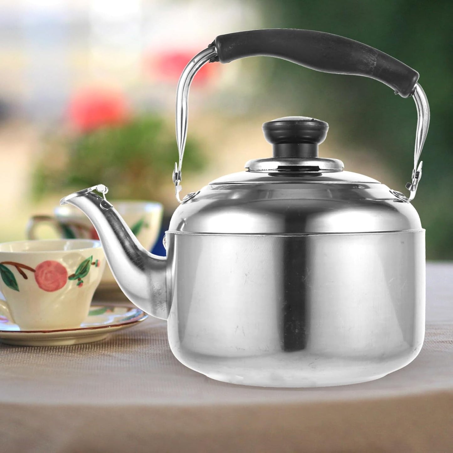 KALLORY 1pc Stainless Steel Teapot, Water Kettle for Stove Top Camping