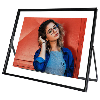 AhaGo Black Floating Frame, 8“x10”,Horizontal, For Picture 7x9, 6x8, 5x7, Tabletop Shelf Photo Frame, Classy For Father, Mother or Kids, For Wedding or Birthday