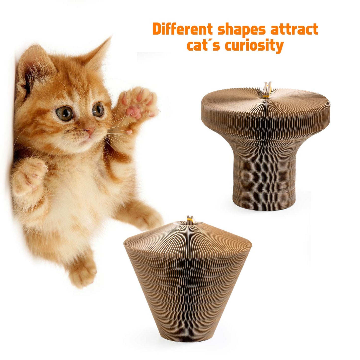 Koimsec Collapsible Cat Scratcher Lounge, Cardboard Cat Bed, Corrugated Pet Scratcher Pad, Round Cat Scratching Bed Nest for Indoor Big Large Kitty Kitten Cats