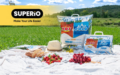Superio Hot and Cold Insulated Bags for Food Delivery, Grocery Shopping Bags, Food Storage for Hot and Frozen Food for Travel, Disposable Cooler Bag, Reinforced Thermal Lunch Bag (3, 15.5"x13")