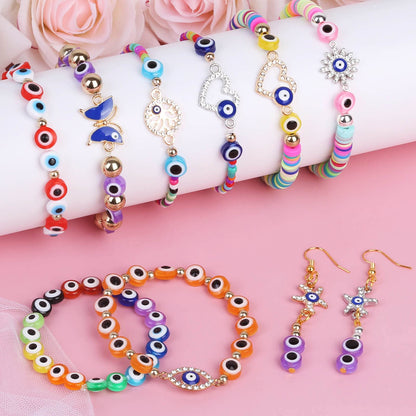 Acejoz 2702 Pieces Bracelet Making Kit, Including Evil Eye Beads, Evil Eye Charms, Assorted Beads and Elastic String for Bracelets