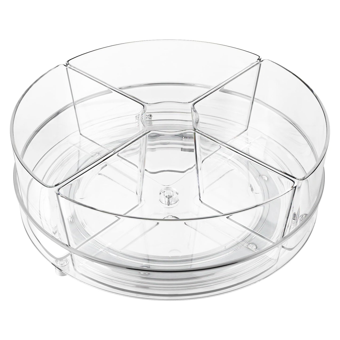Slow Slog Lazy Susan Organizer, 9 inch Rotating Storage Organizer with 4 Removable-Bins,Turntable Organizer for Fridge, Kitchen, Vanity, Cabinet