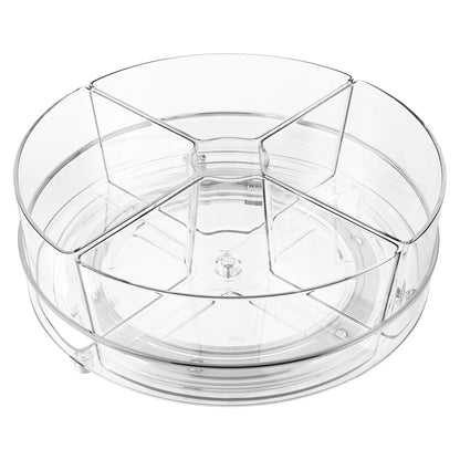 Slow Slog Lazy Susan Organizer, 9 inch Rotating Storage Organizer with 4 Removable-Bins,Turntable Organizer for Fridge, Kitchen, Vanity, Cabinet