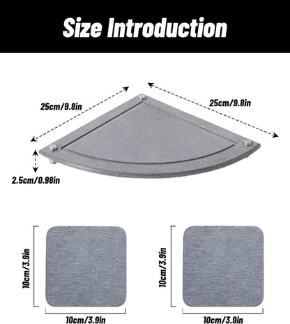 Instant Dry Corner Sink Caddy - Water Absorbing Stone Tray with 2 Coasters for Kitchen Bathroom Countertop